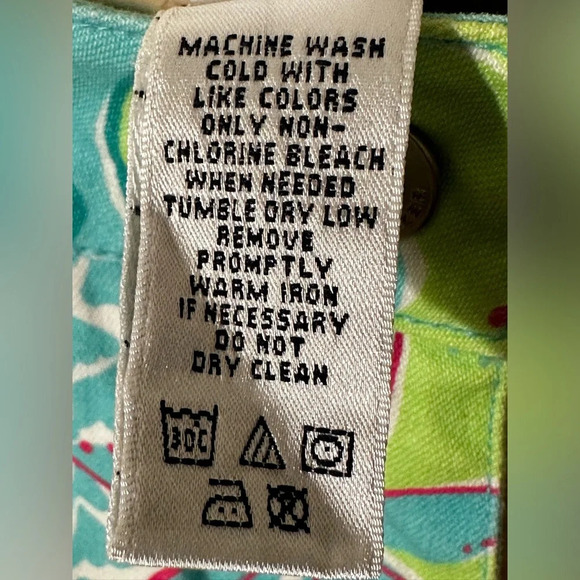 LILLY PULITZER 6 Floral PEACOCK PANTS JEANS Preppy Derby Cropped Southern Belle - Picture 6 of 10